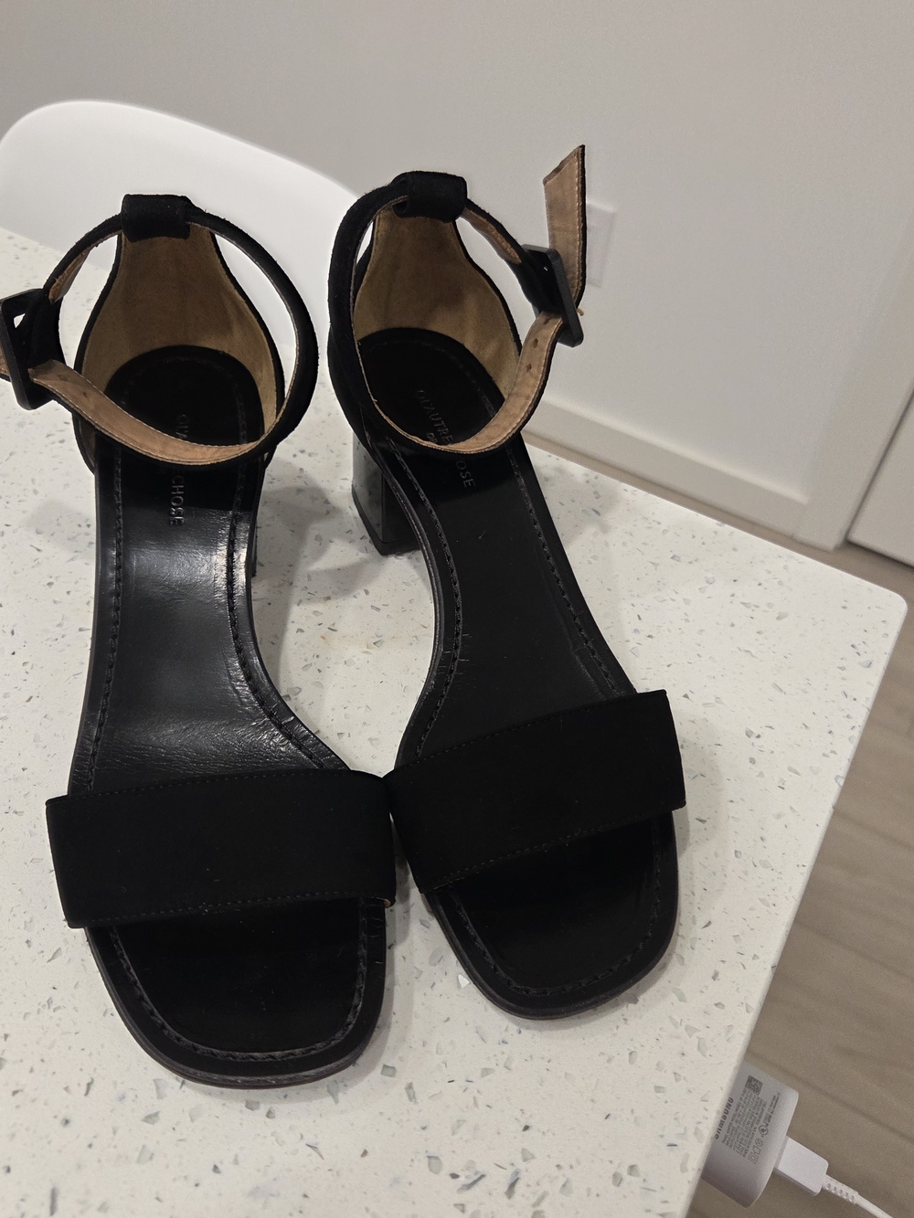 Black Ankle-Strap Block Heel Sandals - Women